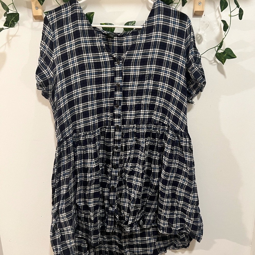 Blue Plaid Mini Dress Wild Fable
